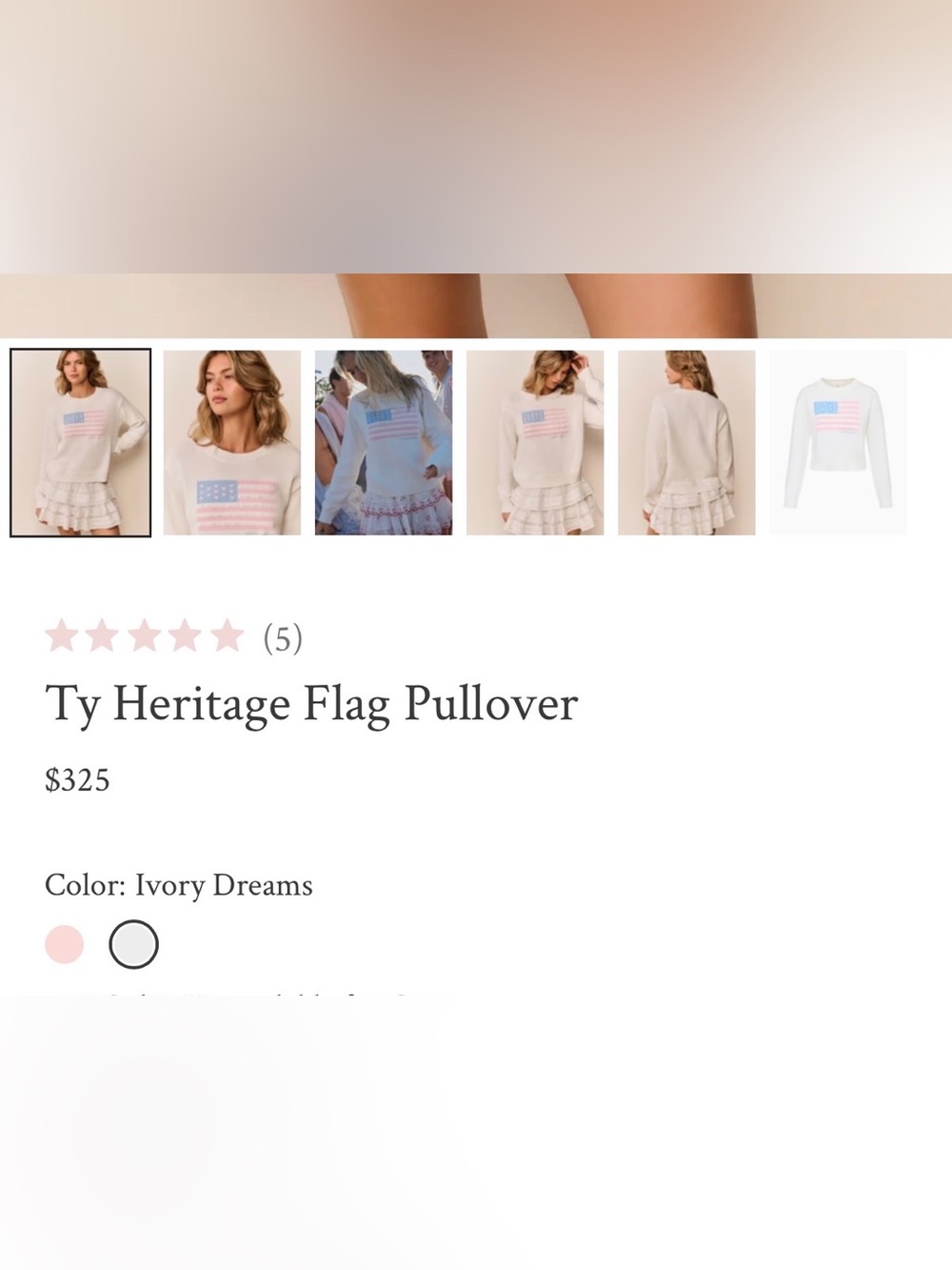 LoveShackFancy Sparkle Ty Heritage Flag Pullover Americana Sweater - M - Picture 10 of 10
